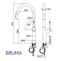 MEDIDAS MONOMANDO COCINA EXTRAIBLE BRUMA